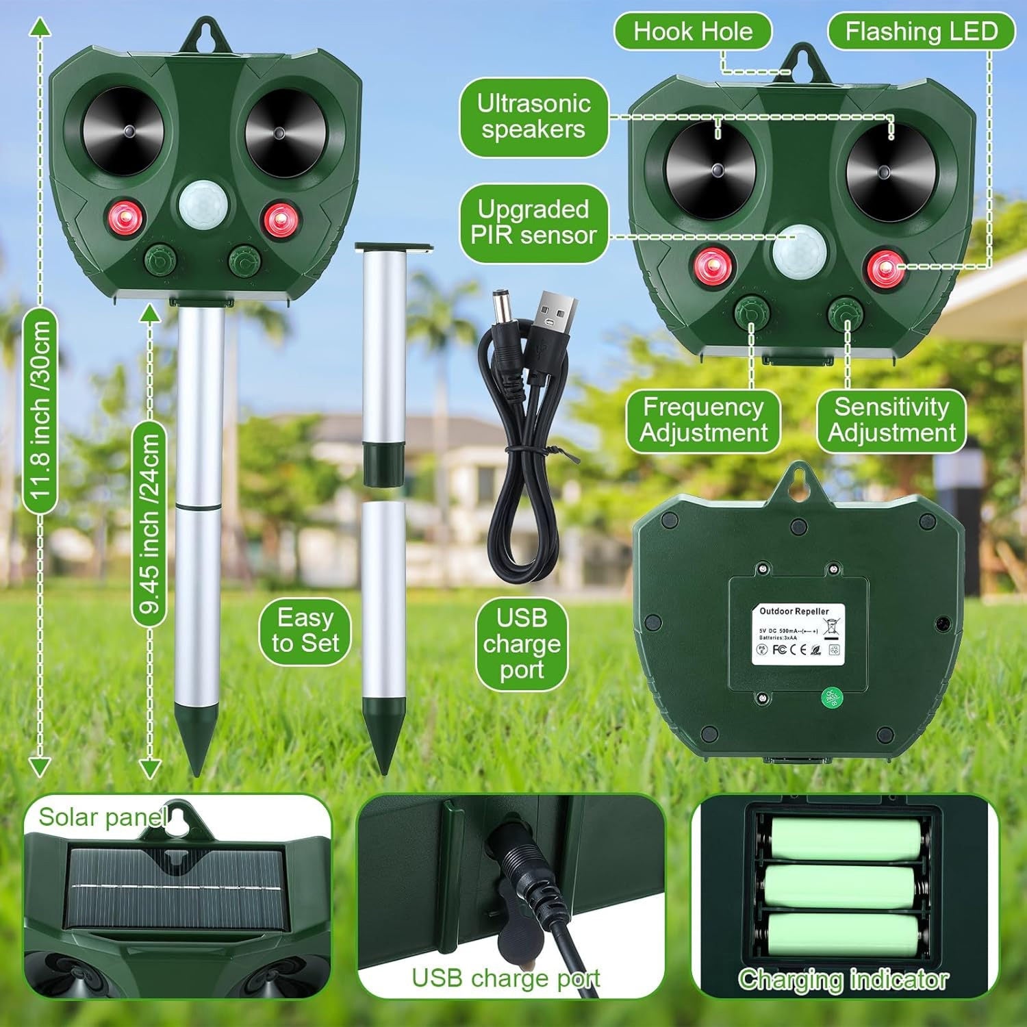 Guardixim Ultrasonic Fox Repeller with Motion Sensor